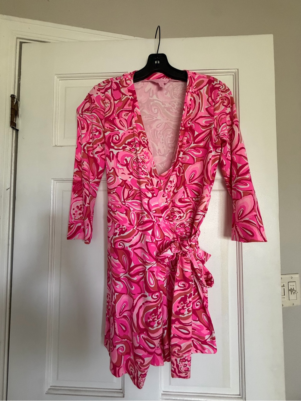 Lilly Pulitzer Karlie Pink and White Printed Wrap Romper
